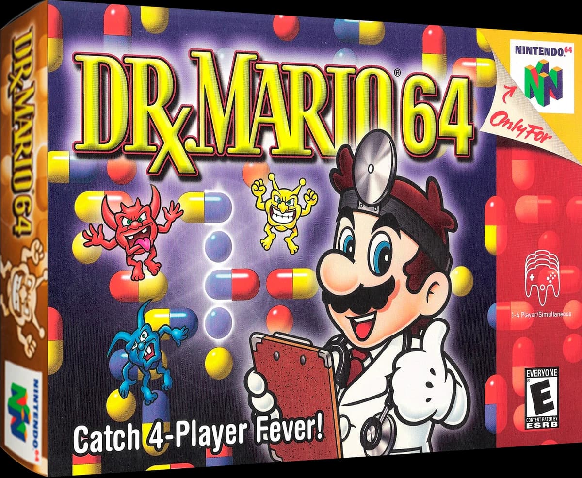 Dr. Mario 64 box art