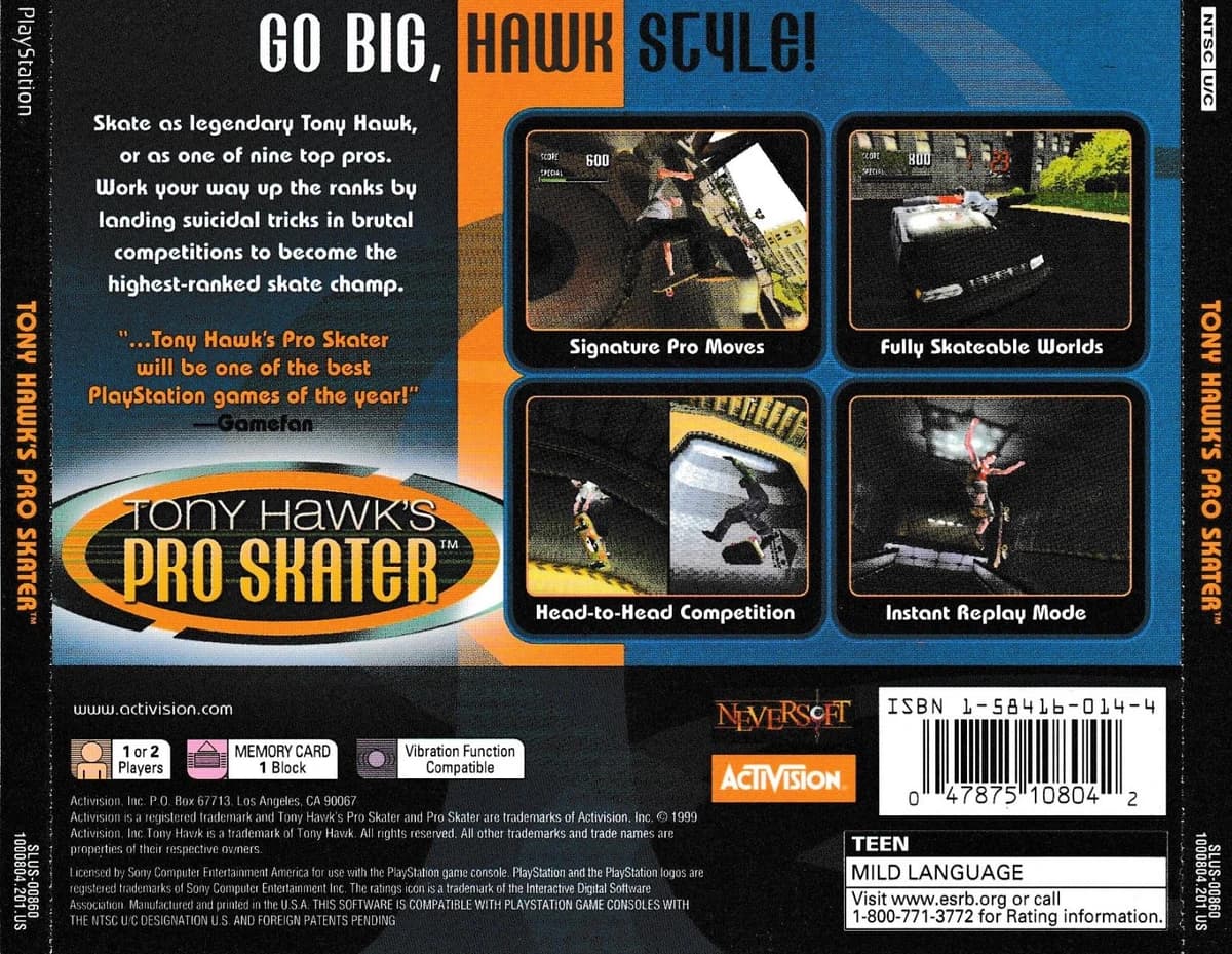 Tony Hawk box art